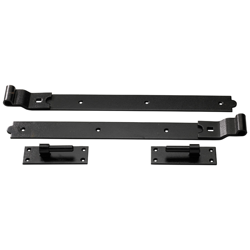 Cranked Hook & Band Hinge Pair - Black (600mm/24